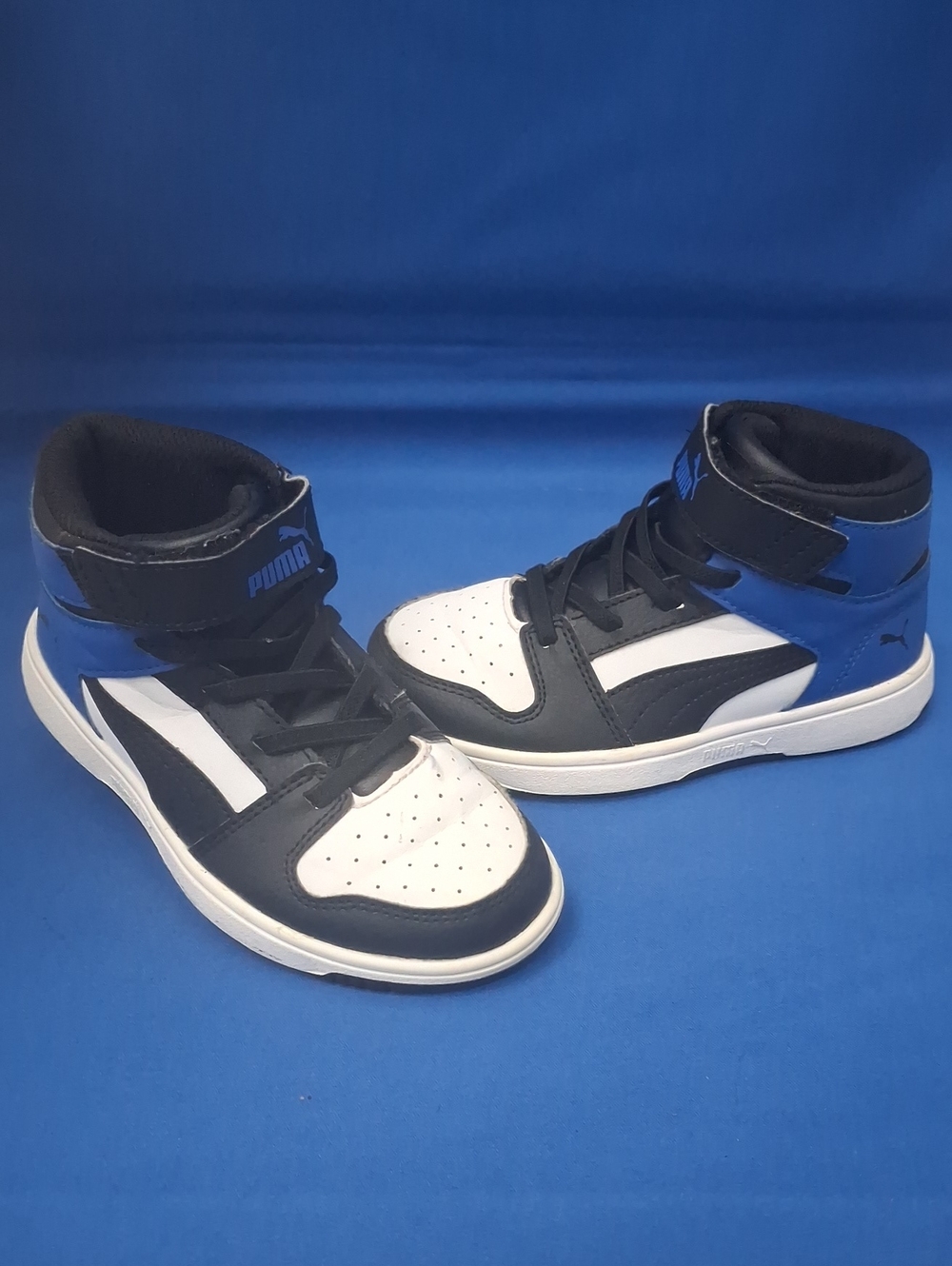 Puma High-Top Sneakers in Black, White & Blue KIDS YOUTH SIZE 11